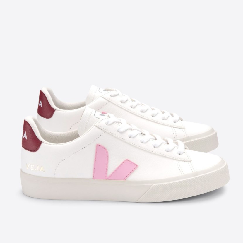 Veja Campo Chromefree Womens Trainers White/Pink/Red UK 48976